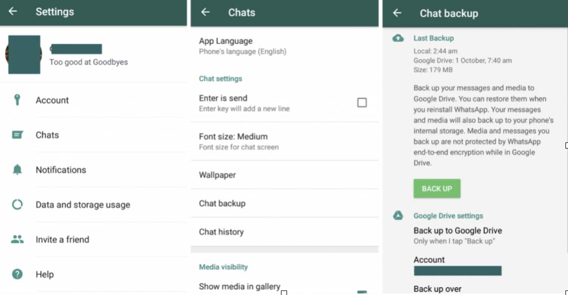 WhatsApp'ta yedekleme ayarlama ve oluşturma